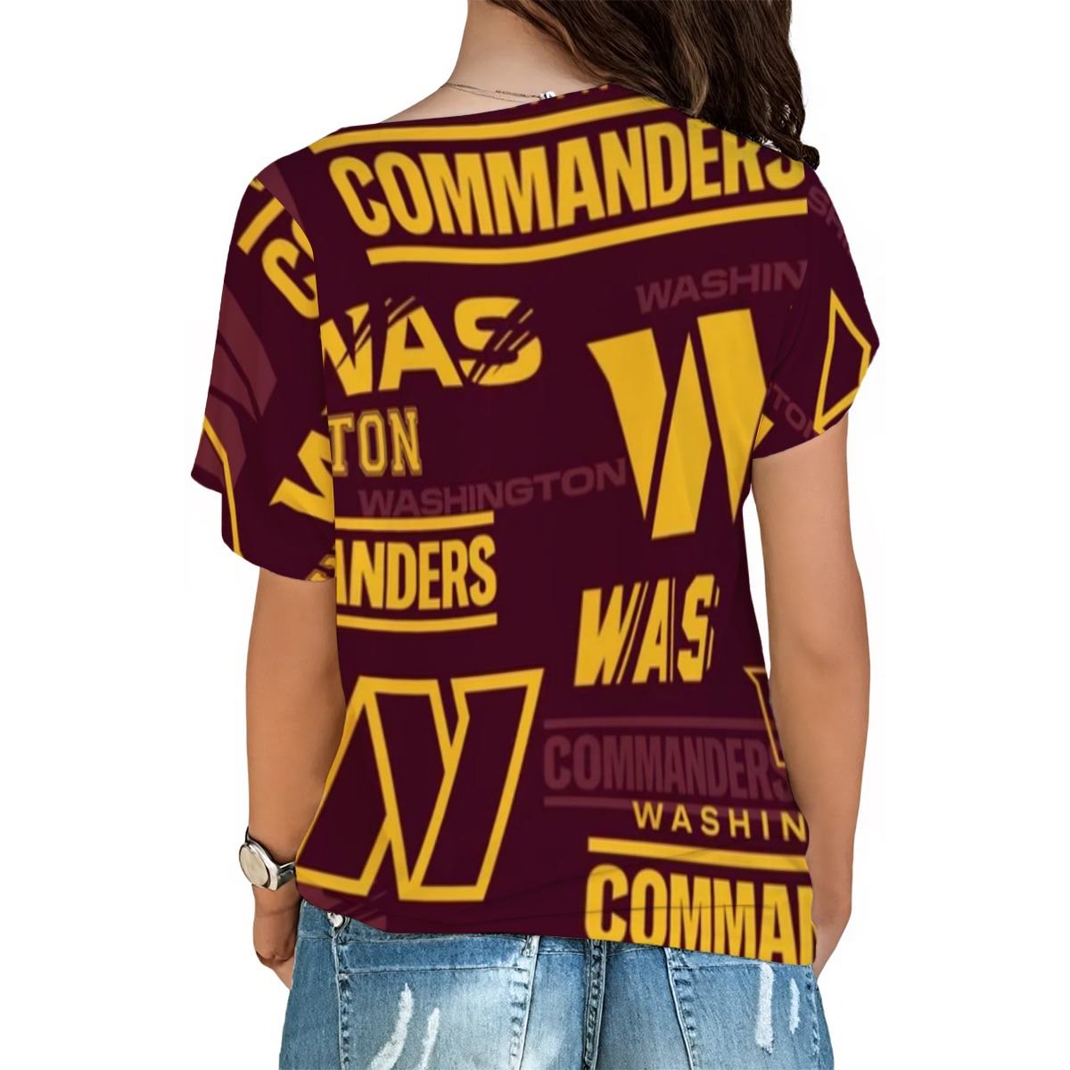Washington Commanders Women's T-shirt With Elastic Band - Image 2