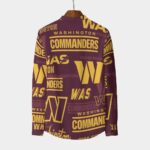 Washington Commanders Men's Stand Collar Shirt With Long Sleeve|110GSM Imitation Flax - Image 2