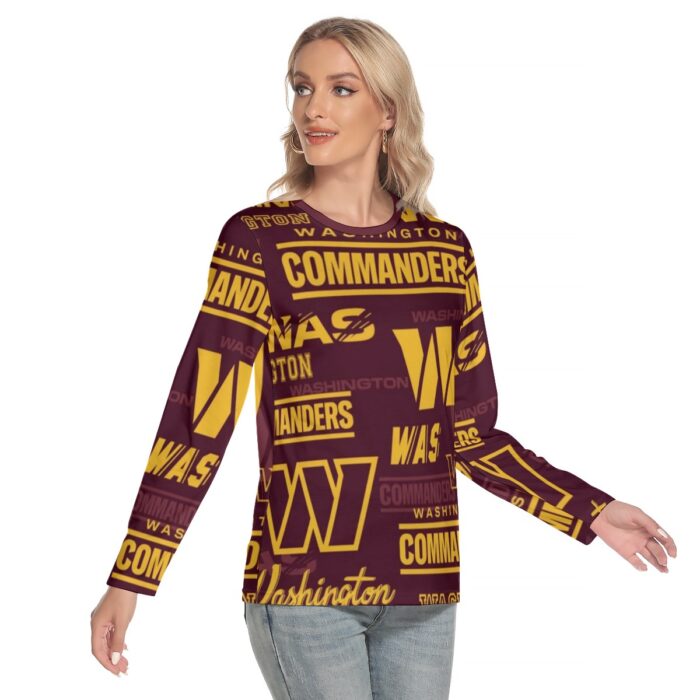 Washington Commanders Women's O-neck Long Sleeve T-shirt - Image 2