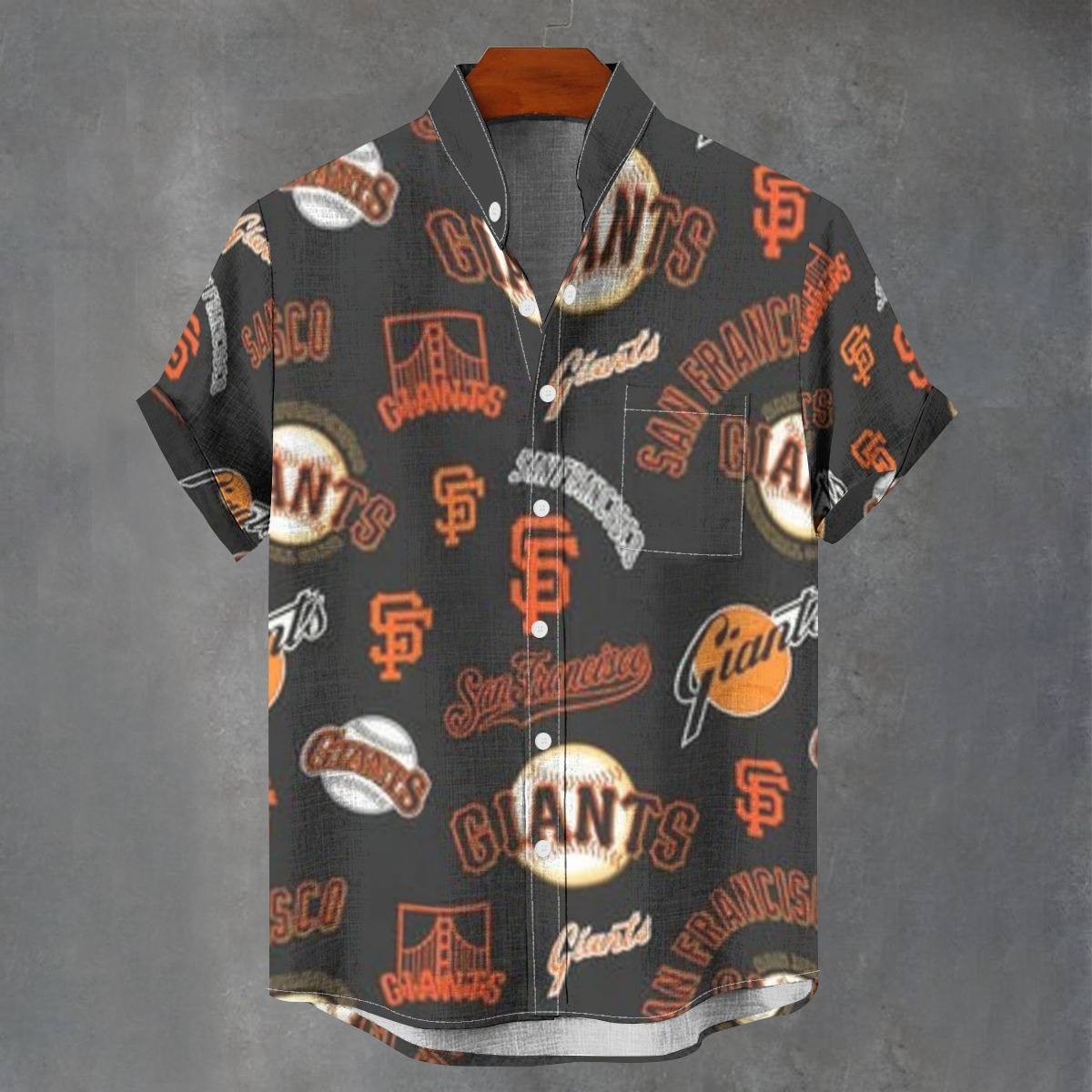 San Francisco Giants Men's Stand Collar Shirt|110GSM Imitation Flax