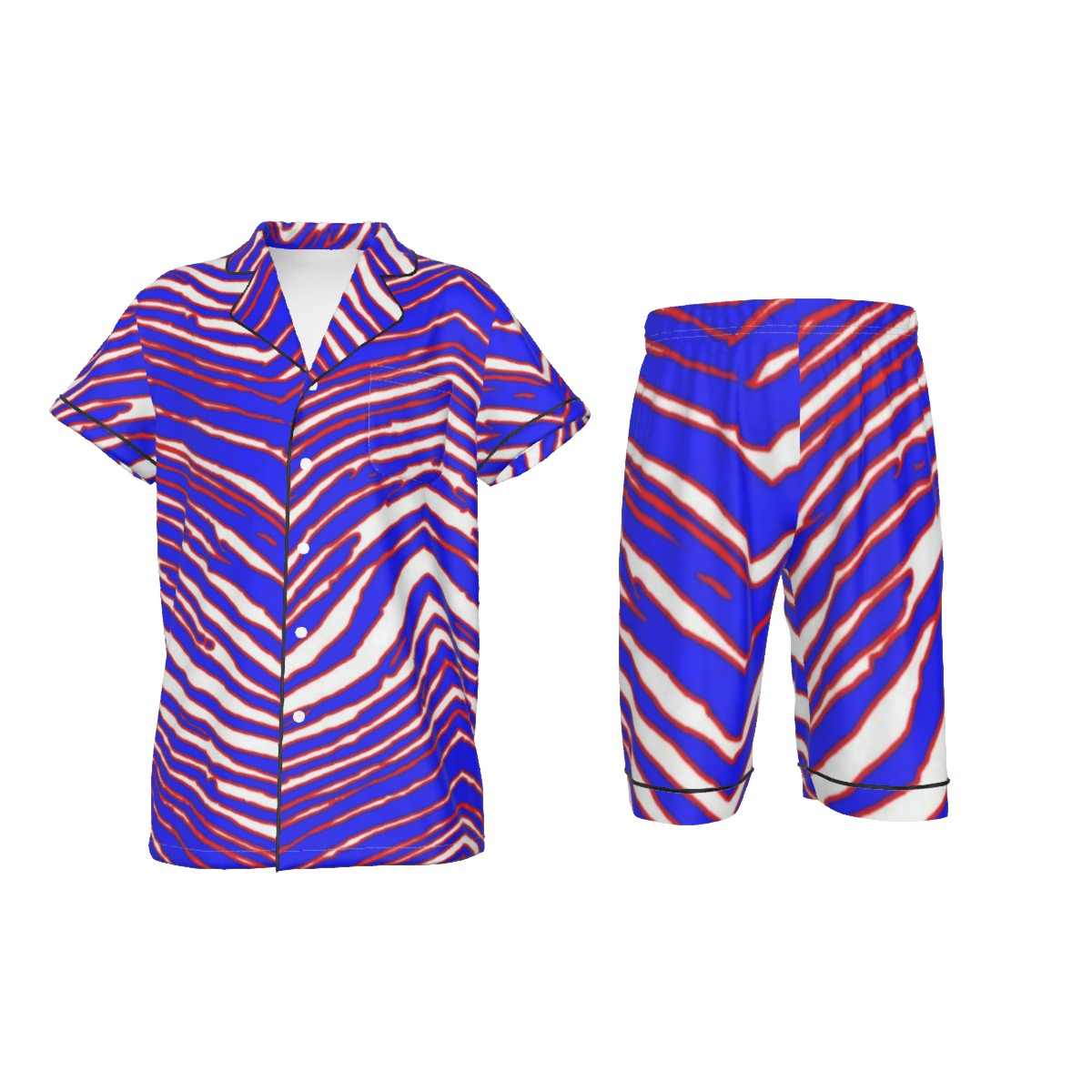 Buffalo Bills Zubaz All-Over Print Kid's Imitation Silk Short Pajamas - Image 3