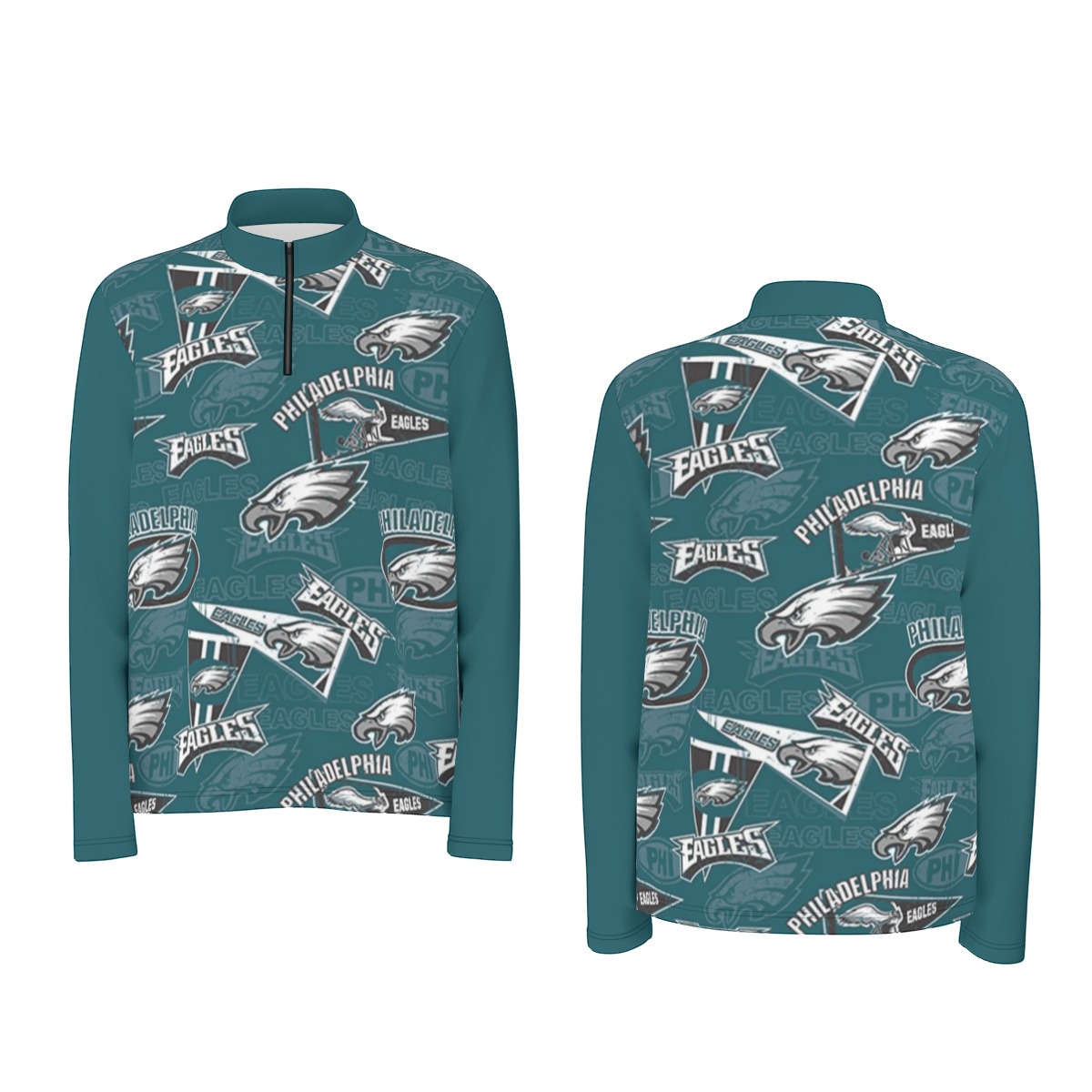 Philadelphia Eagles Zubaz All-Over Print Men's Half Zip Pullover