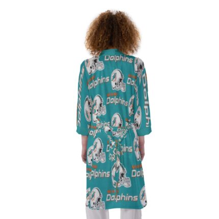 Miami Dolphins Zubaz All-Over Print Women's Satin Kimono Robe