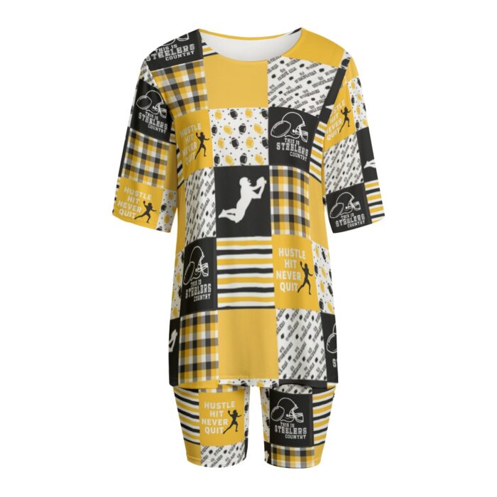 Pittsburgh Steelers All-Over Print Women's T-shirt Set With Short Sleeve - Image 2
