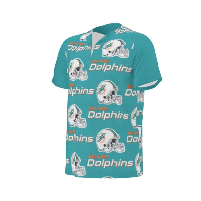 Miami Dolphins Zubaz All-Over Print  Men's African Dashiki Shirt - Image 7