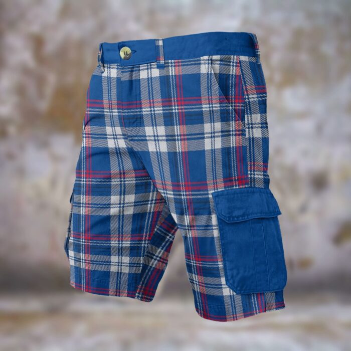 New England Patriots blue tartan Cargo Shorts - Image 2