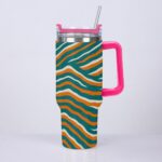 Miami Dolphins Zubaz 40oz Diamond Cup With Stainless Steel Straw - Image 4