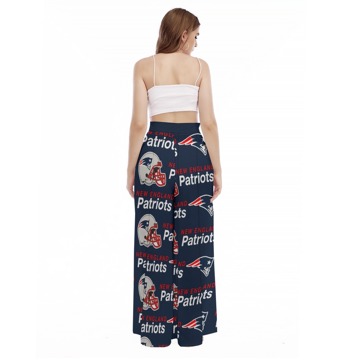 New England Patriots Zubaz All-Over Print Women's High Waist Wide Leg Trousers