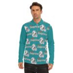 Miami Dolphins Zubaz All-Over Print Men's Lapel T-shirt With Neckline Zipper Closure - Image 5