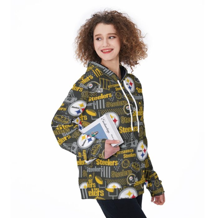 Pittsburgh Steelers Zubaz All-Over Print Women's Pullover Hoodie - Image 1