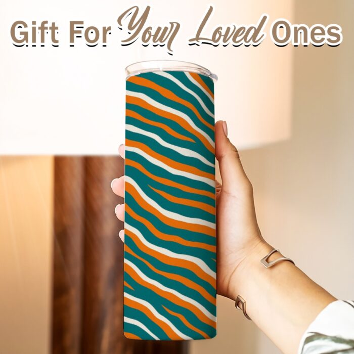 Miami Dolphins Zubaz Skinny Tumbler Stainless Steel with Lids 20OZ - Image 3