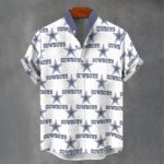 Dallas Cowboys white navy Men's Stand Collar Shirt|110GSM Imitation Flax - Image 3