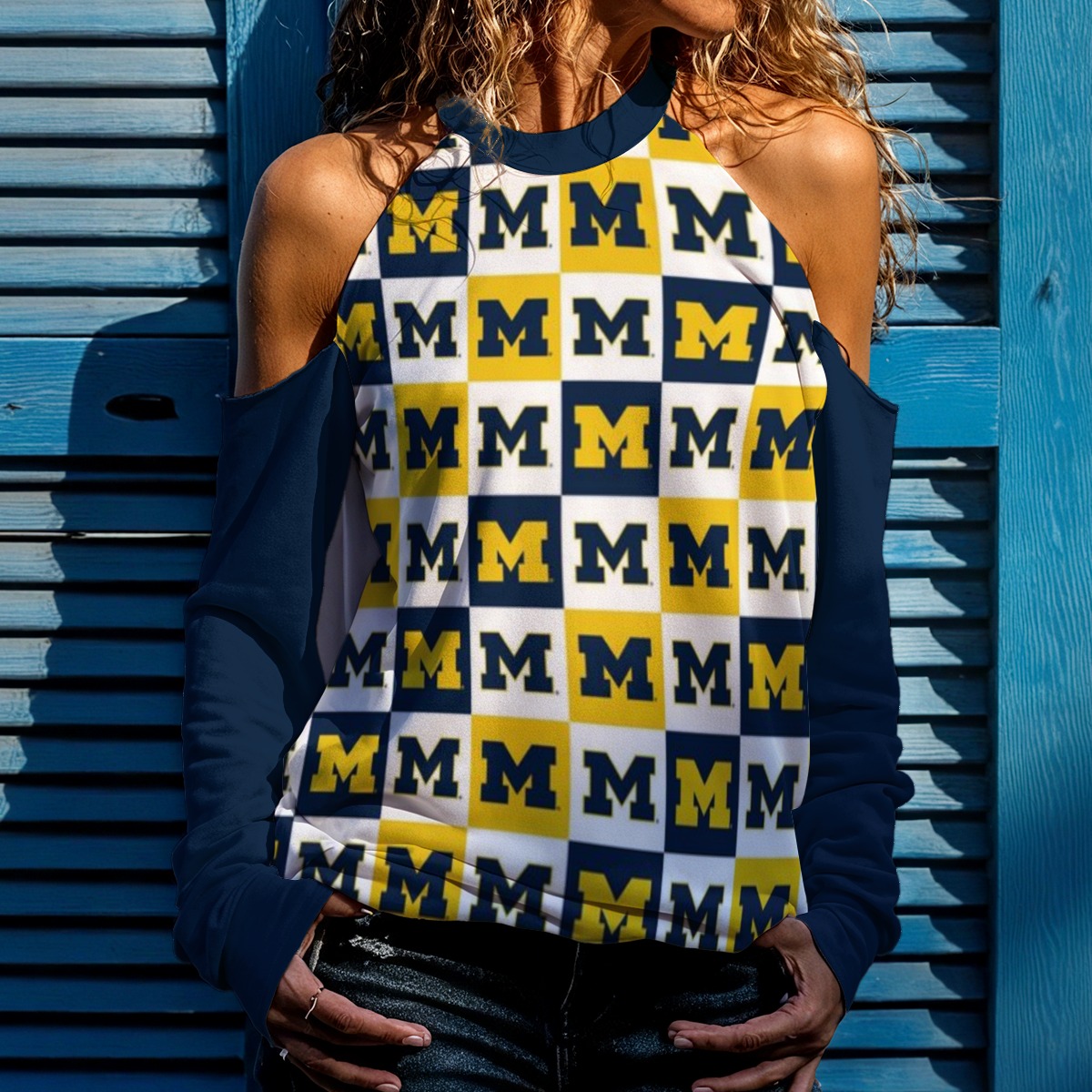 Michigan - Wolverines Women's Cold Shoulder Sweatirt