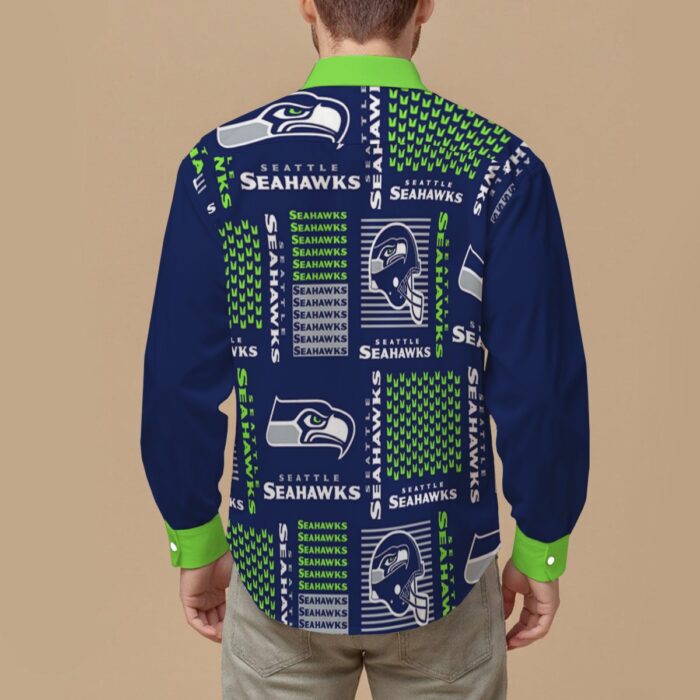 Seattle Seahawks Men's Slim Fit Long Sleeve Shirt - Image 2