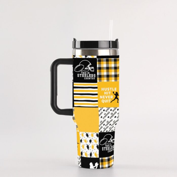 Pittsburgh Steelers Zubaz 40 oz Tumbler With Handle - Image 3