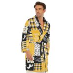 Pittsburgh Steelers All-Over Print Men's Borg Fleece Robe - Image 4