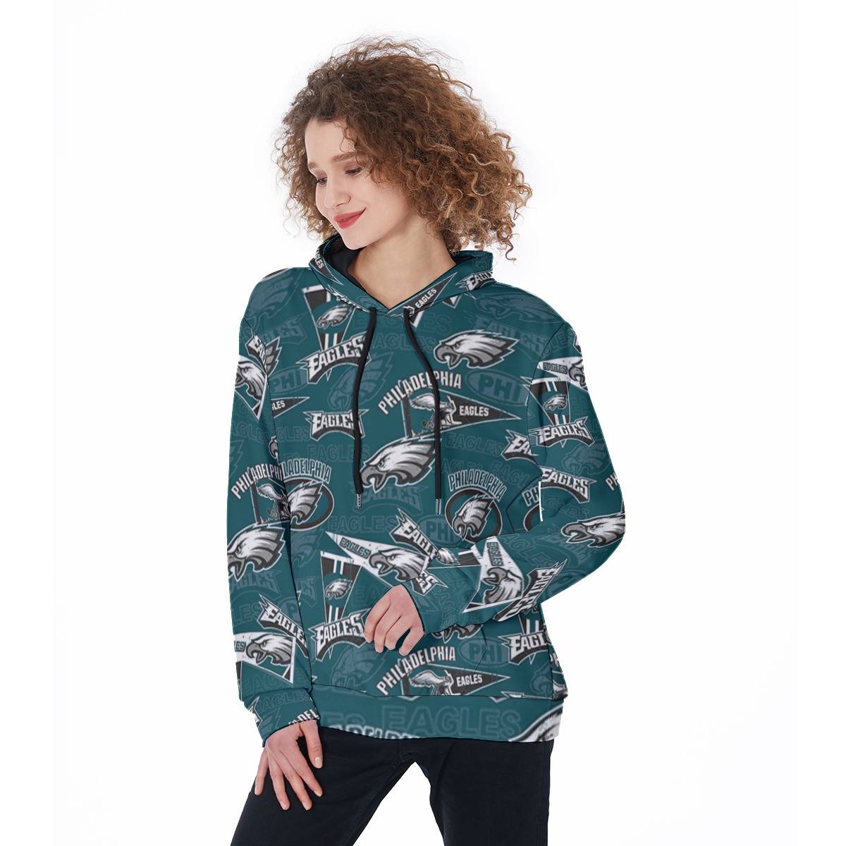 Philadelphia Eagles Zubaz All-Over Print Women's Heavy Fleece Hoodie - Image 4