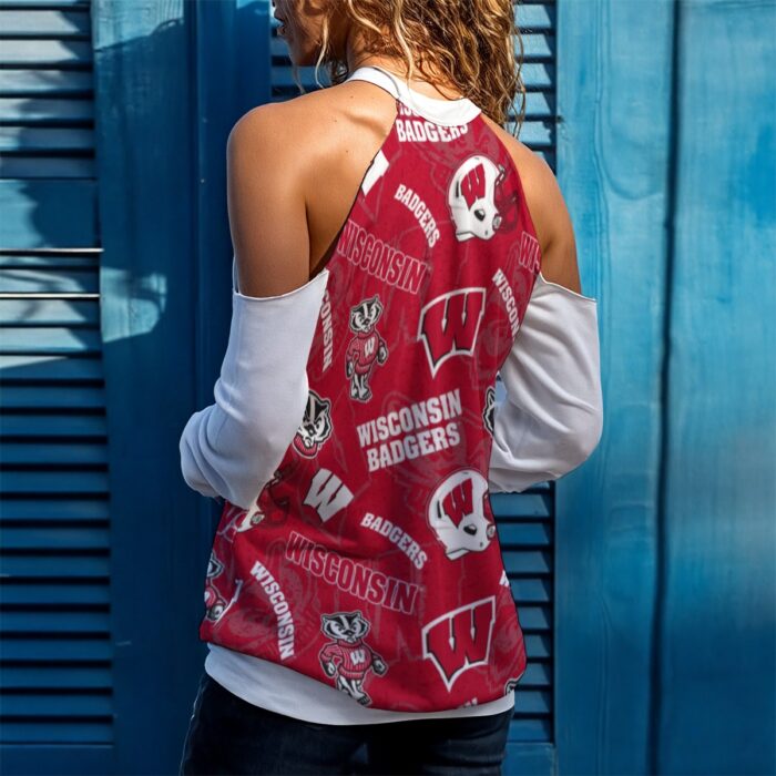 Wisconsin-Madison - Badgers Women's Cold Shoulder Sweatirt - Image 2