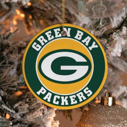 Green Bay Packers Round Christmas Ceramic Decoration Ornaments