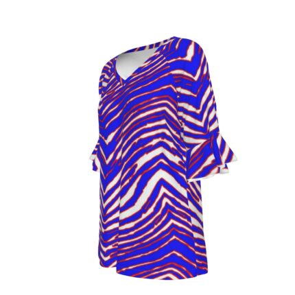 Buffalo Bills Zubaz All-Over Print V-neck Women's T-shirt With Bell Sleeve