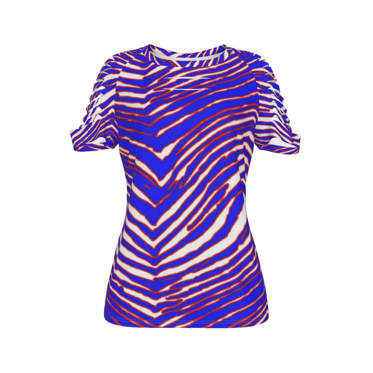 Buffalo Bills Zubaz All-Over Print Women's Ripped T-Shirt - Image 2