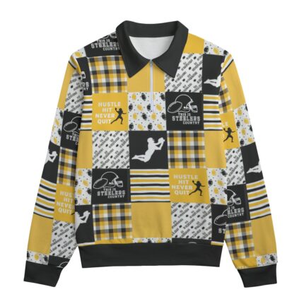 Pittsburgh Steelers Zubaz All-Over Print Unisex Lapel Sweatshirt | 310GSM Cotton