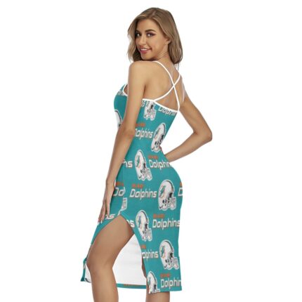 Miami Dolphins Zubaz All-Over Print Women's Back Cross Cami Dress
