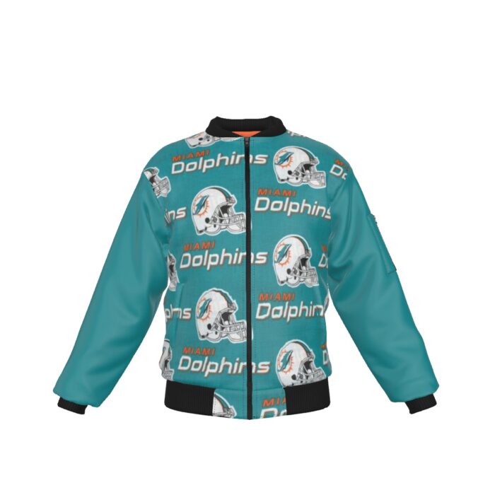 Miami Dolphins Zubaz All-Over Print Men's Bomber Jacket With Sleeve Pocket - Image 2