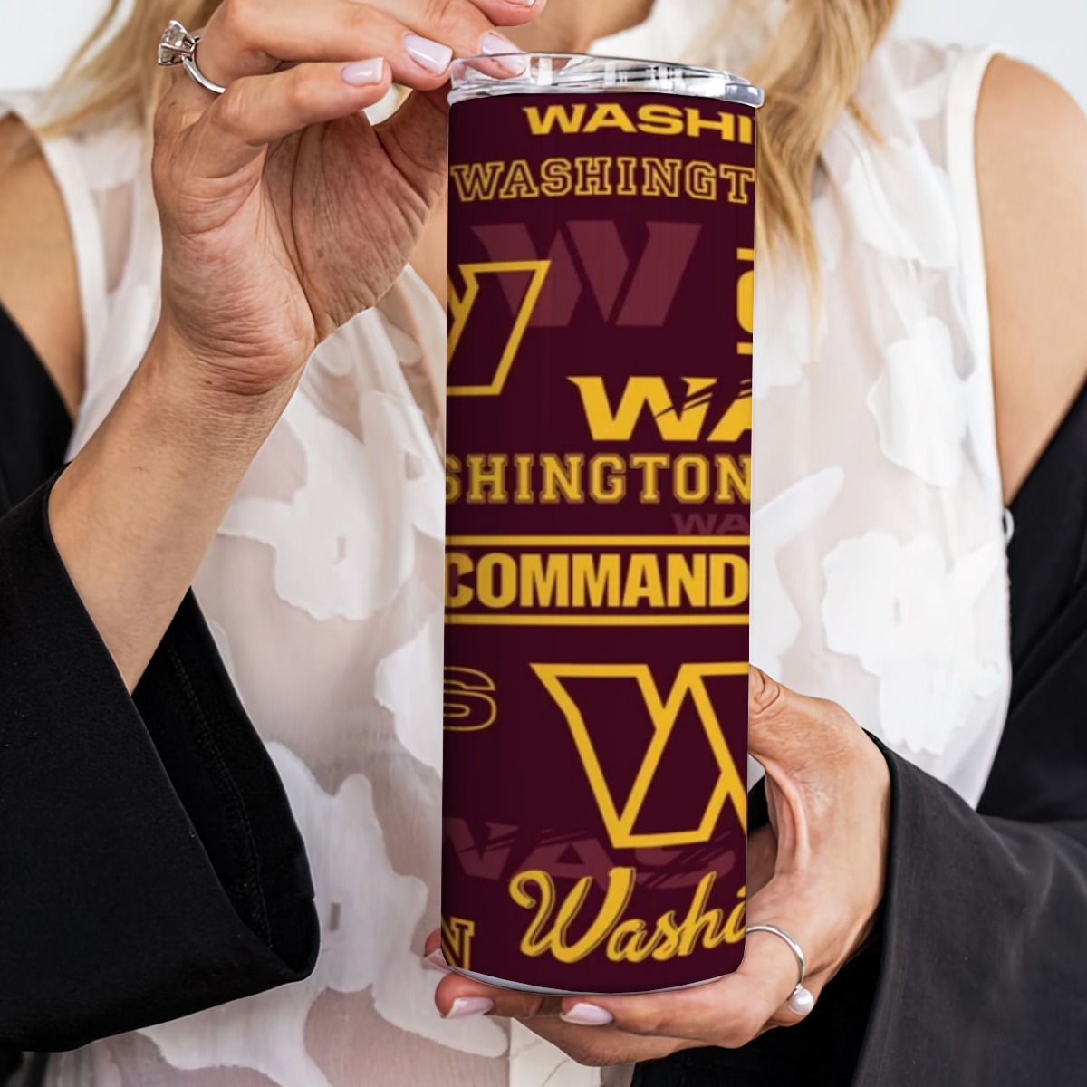 Washington Commanders Skinny Tumbler Stainless Steel with Lids 20OZ - Image 6