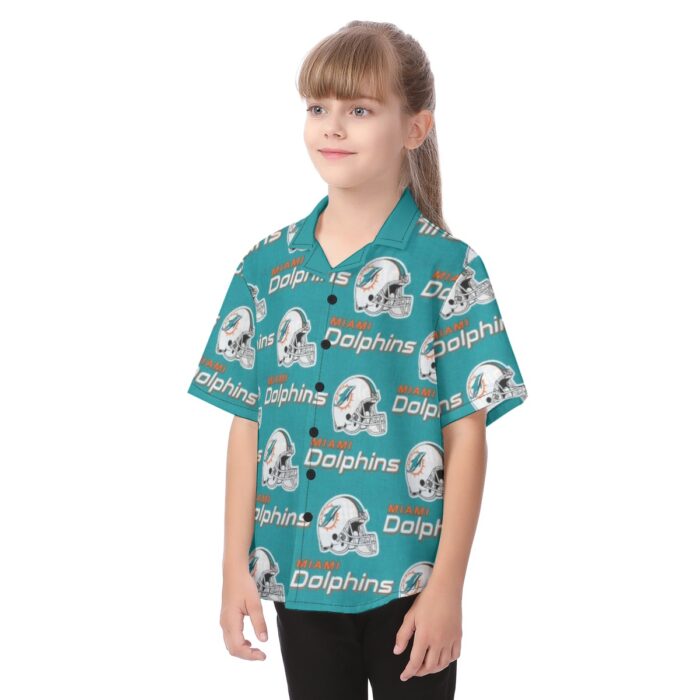 Miami Dolphins Zubaz All-Over Print Kid's Hawaiian Vacation Shirt - Image 2