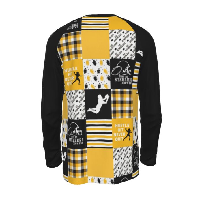 Pittsburgh Steelers Zubaz All-Over Print Men's Raglan Long Sleeve T-shirt  | 190GSM Cotton - Image 1