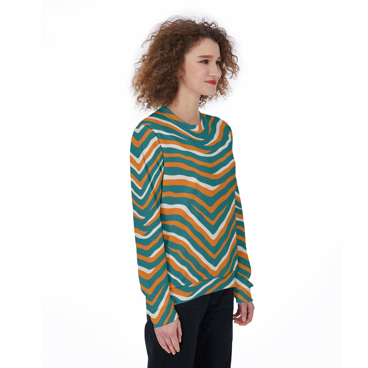 Miami Dolphins Zubaz All-Over Print Women's Loose Sweatshirt - Image 3