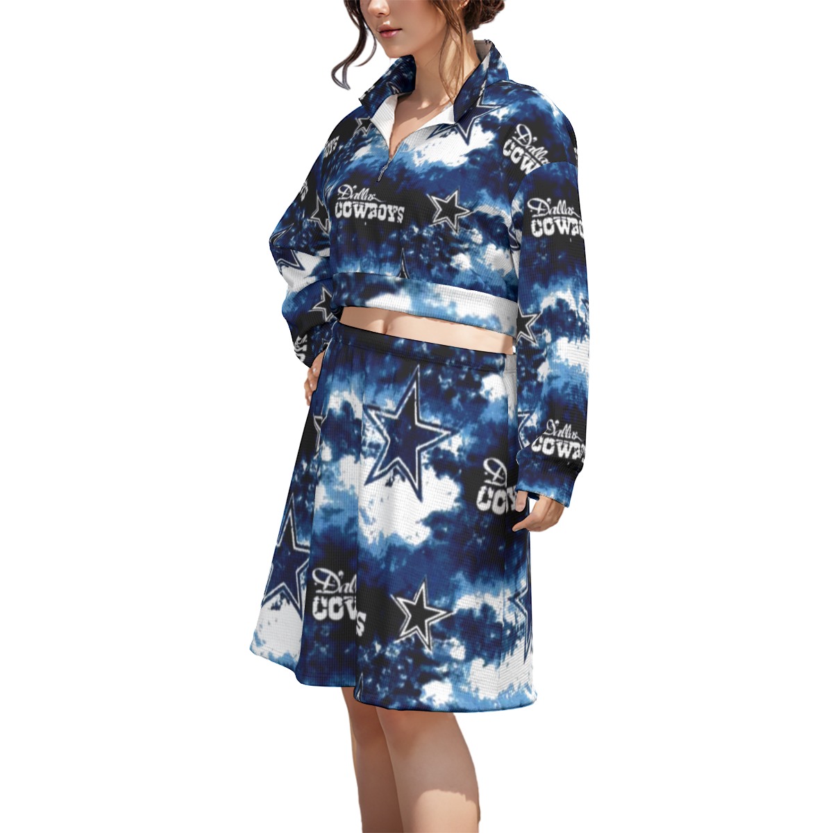 Dallas Cowboys Zubaz All-Over Print Women's Cropped And Skirt Set