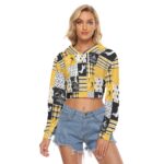 Pittsburgh Steelers Zubaz All-Over Print Women's Crop Top Hoodie|Velvet - Image 2