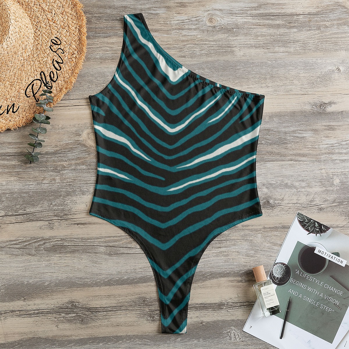 Philadelphia Eagles Zubaz All-Over Print Women's One-Shoulder Bodysuit - Image 2
