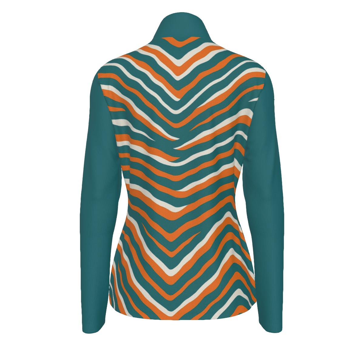 Miami Dolphins Zubaz All-Over Print Women's Sports Collar Jersey With Long Sleeve| Interlock - Image 4