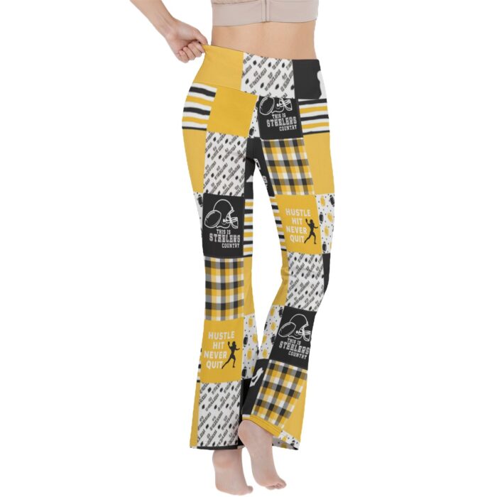 Pittsburgh Steelers All-Over Print Women's Reversible High-Waisted Yoga Pants - Image 1