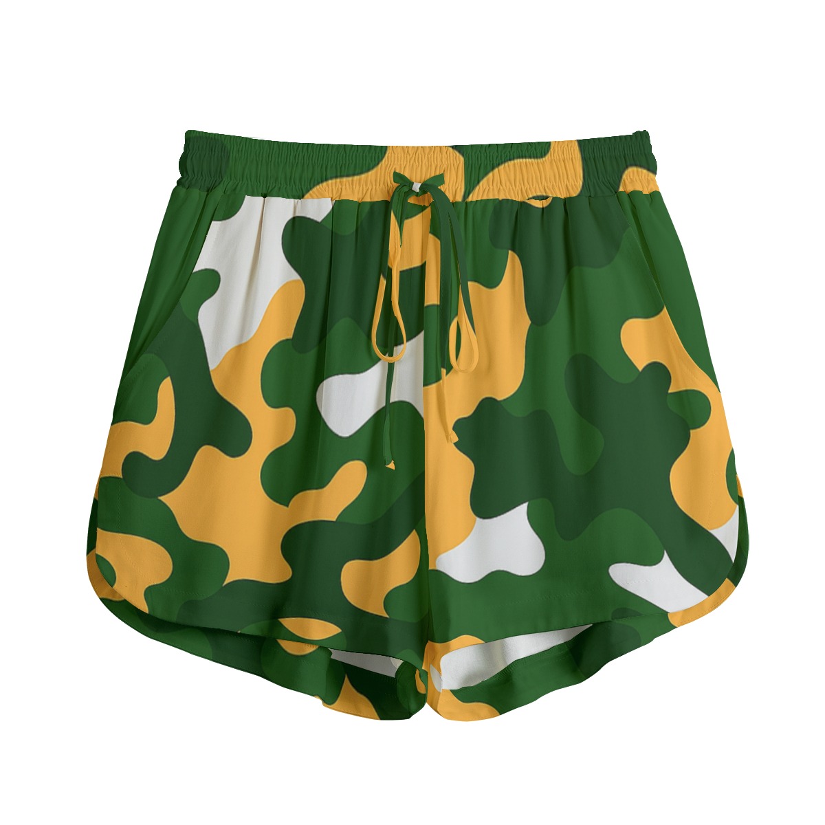Green Bay Packers All-Over Print Women's Shorts With Drawstring | Rayon - Image 2
