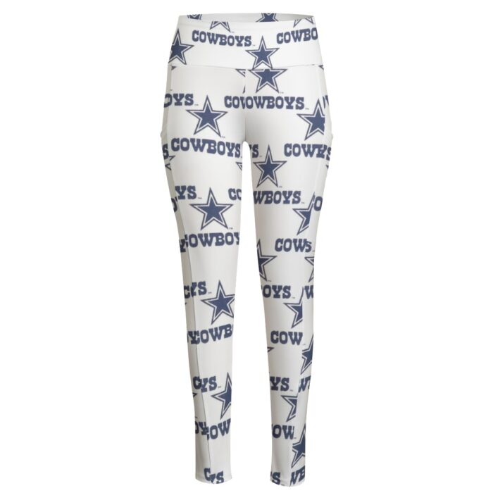 Dallas Cowboys Zubaz All-Over Print Women's High Waist Leggings With Side Pocket - Image 2