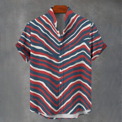 New England Patriots Zubaz All-Over Print Men's Stand Collar Shirt|110GSM Imitation Flax
