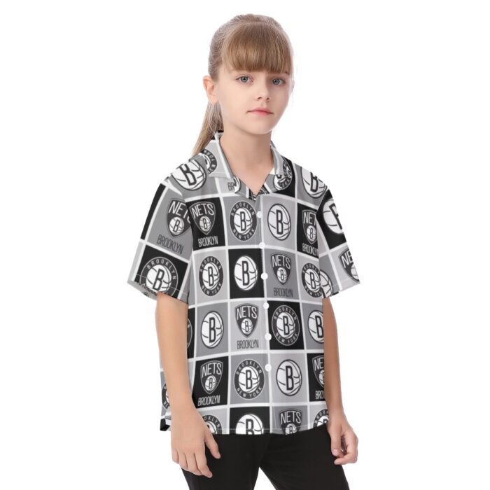 Brooklyn Nets Kid's Hawaiian Vacation Shirt - Image 2