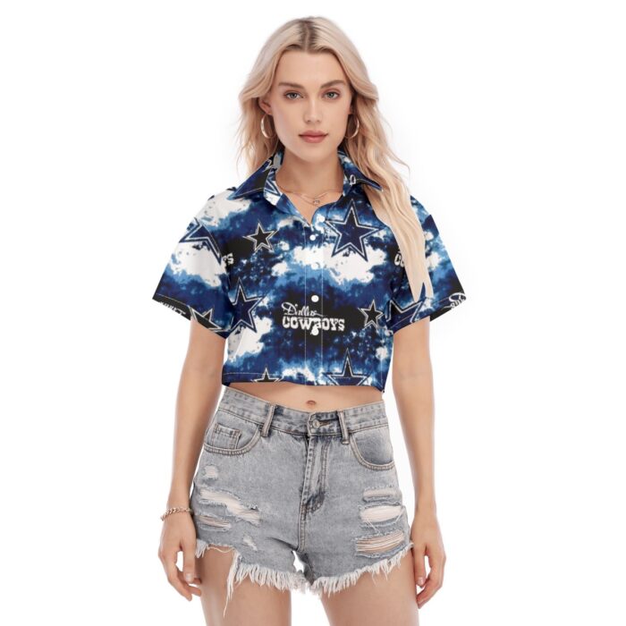 Dallas Cowboys Zubaz All-Over Print Women's Cropped Shirt - Image 3