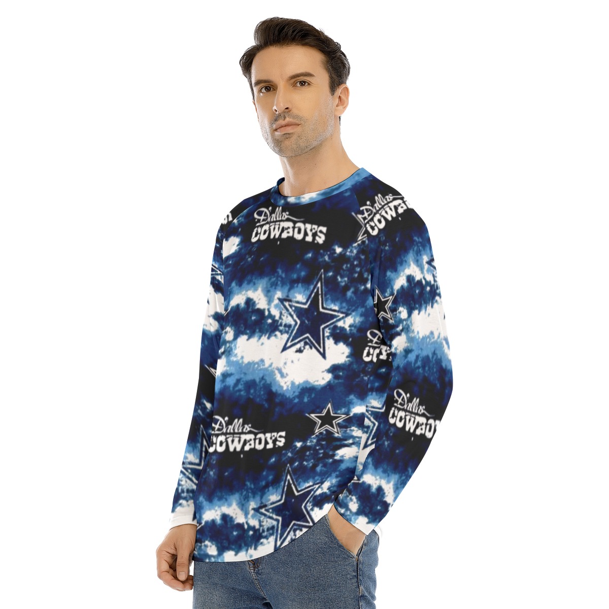 Dallas Cowboys Zubaz All-Over Print Men's Long Sleeve T-shirt With Raglan Sleeve - Image 2