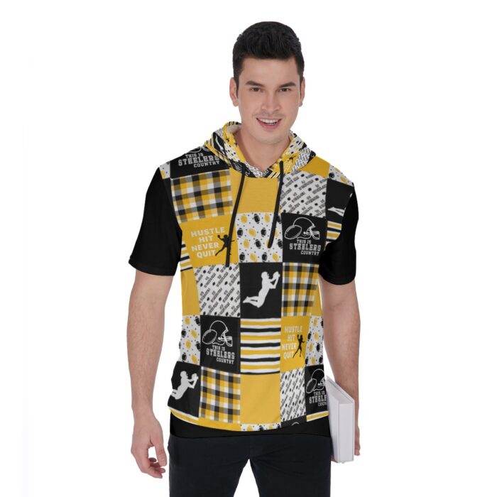 Pittsburgh Steelers All-Over Print Men's Short Sleeve Hoodie T-Shirt - Image 2