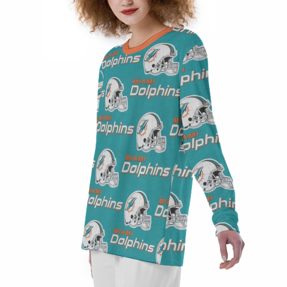 Miami Dolphins Zubaz All-Over Print Women'S Pajama T-shirt|180GSM - Image 2