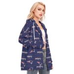 New England Patriots All-Over Print Women's Long Hoodie With Zipper Closure - Image 4