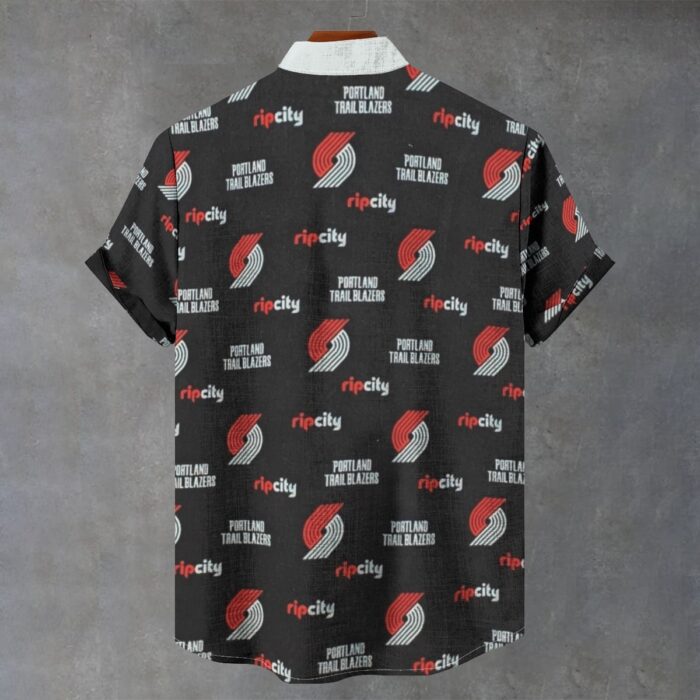 Portland Trail Blazers Men's Stand Collar Shirt|110GSM Imitation Flax - Image 2