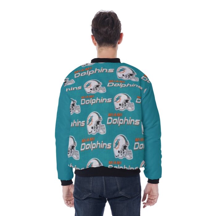 Miami Dolphins Zubaz All-Over Print Men's Bomber Jacket With Sleeve Pocket - Image 2