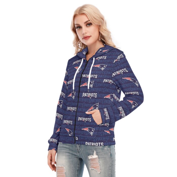 New England Patriots All-Over Print Women's Hoodie With Zipper - Image 4