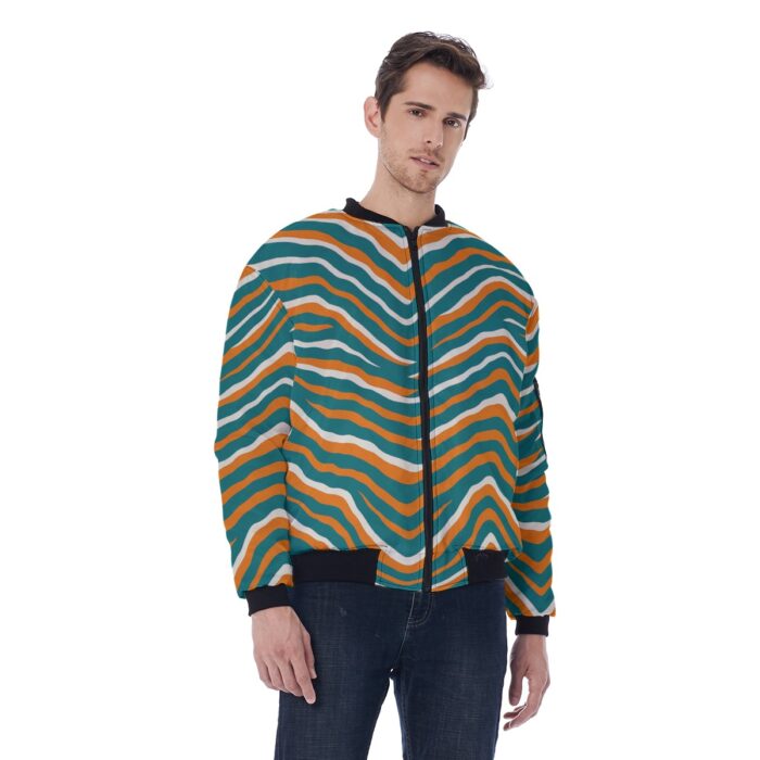 Miami Dolphins Zubaz All-Over Print Men's Bomber Jacket With Sleeve Pocket - Image 4